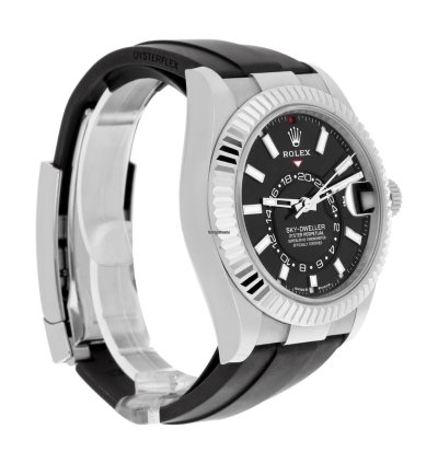 Rolex Sky-dweller 42mm White Gold Black Dial Oysterflex Strap 336239-0002 Unworn