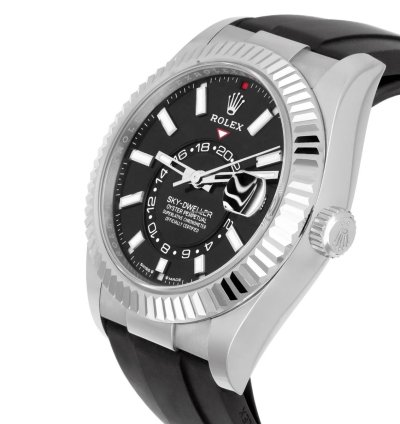 Rolex Sky-dweller 42mm White Gold Black Dial Oysterflex Strap 336239-0002 Unworn
