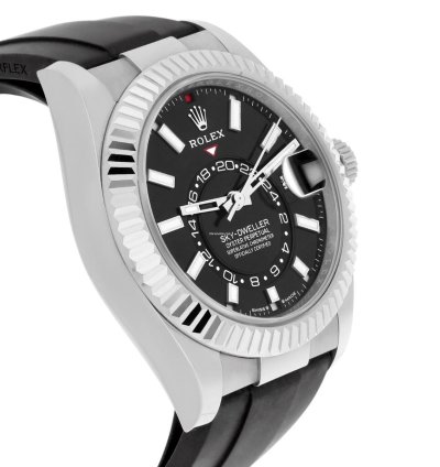 Rolex Sky-dweller 42mm White Gold Black Dial Oysterflex Strap 336239-0002 Unworn