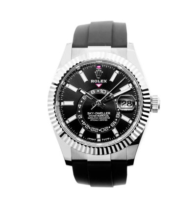 Rolex Sky-dweller 42mm White Gold Black Index Dial Fluted Bezel 336239