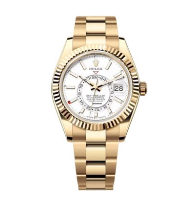 Rolex Sky-dweller 42mm Yellow Gold White Index Dial Oyster Bracelet 326938