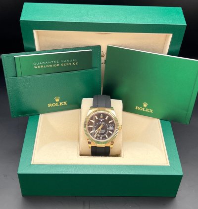 Rolex Sky-dweller Black Dial Yellow Gold Oysterflex