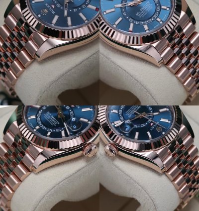 Rolex Sky-dweller Blue Dial Complete Mint Rose Gold Sunburst 42mm Jubilee Fluted Sky 336935