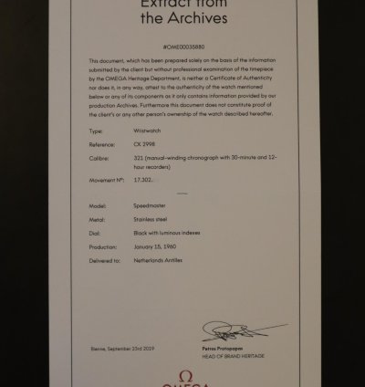 Omega Speedmaster 2998-1 Base 1000