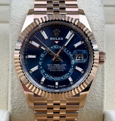 Rolex Sky-dweller Blue Dial Rose Gold Jubilee Bracelet 336935 Unworn 2025
