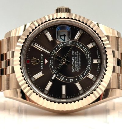 Rolex Sky-dweller Chocolate Dial Rose Gold Jubilee Bracelet 336935 Unworn 2024