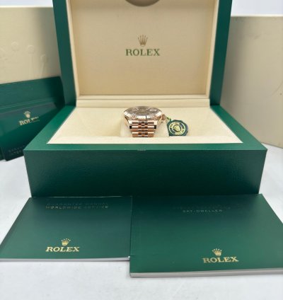 Rolex Sky-dweller Chocolate Dial Rose Gold Jubilee Bracelet 336935 Unworn 2024
