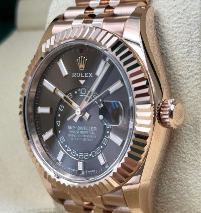 Rolex Sky-dweller Chocolate Dial Rose Gold Jubilee Bracelet 336935 Unworn 2024