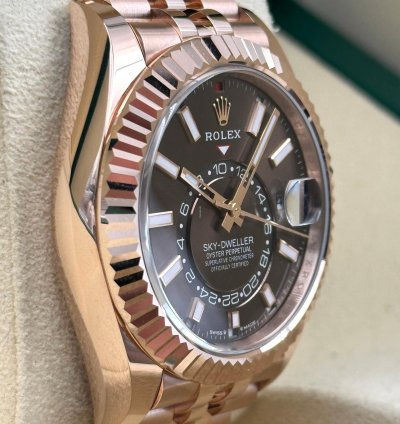 Rolex Sky-dweller Chocolate Dial Rose Gold Jubilee Bracelet 336935 Unworn 2024