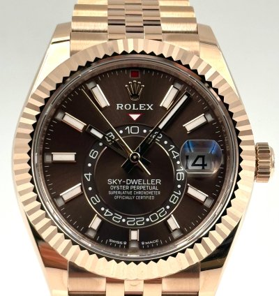 Rolex Sky-dweller Chocolate Dial Rose Gold Jubilee Bracelet 336935 Unworn 2024