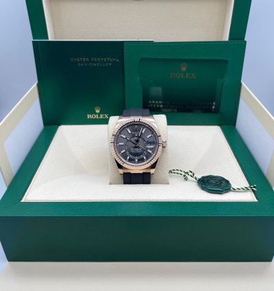 Rolex Sky-dweller Everose Gold Oysterflex Grey 2025
