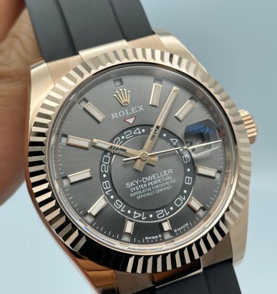 Rolex Sky-dweller Everose Gold Oysterflex Grey 2025