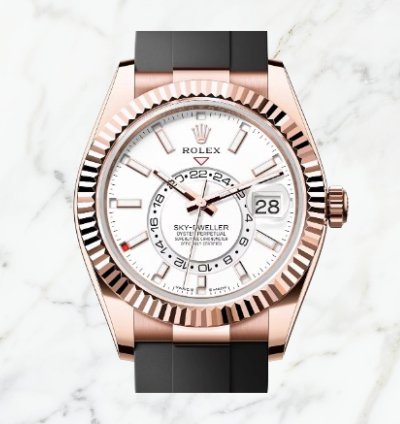 Rolex Sky-dweller Everose Gold Oysterflex White Dial 336235 new Unworn