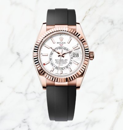 Rolex Sky-dweller Everose Gold Oysterflex White Dial 336235 new Unworn