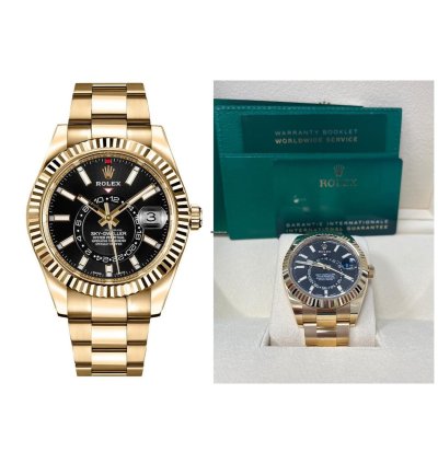 Rolex Sky-dweller Gold 42 Mm Black Index Dial Oyster Bracelet 326938