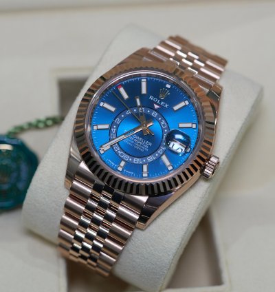 Rolex Sky-dweller In Rose Gold With Blue Dial On Jubilee Bracelet 336935 Full Set