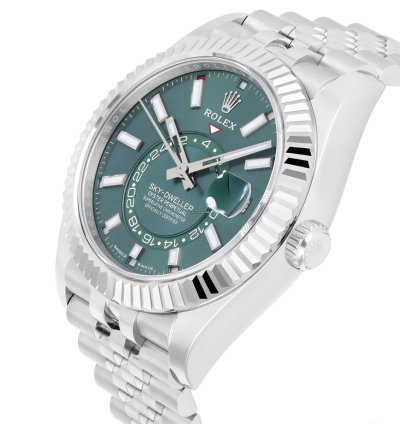 Rolex Sky-dweller Jubilee 42mm Stainless Steel Green Dial Fluted 336934 Unworn