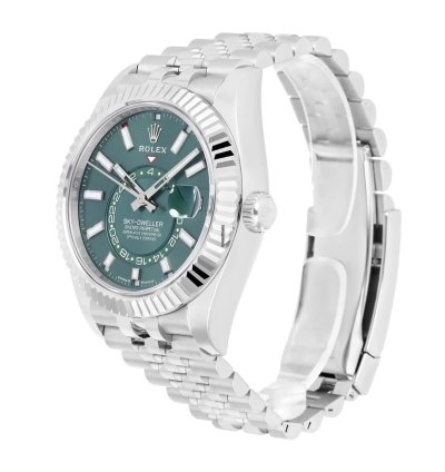 Rolex Sky-dweller Jubilee 42mm Stainless Steel Green Dial Fluted 336934 Unworn