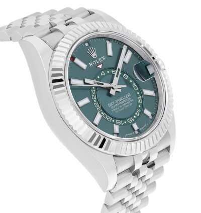 Rolex Sky-dweller Jubilee 42mm Stainless Steel Green Dial Fluted 336934 Unworn