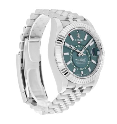 Rolex Sky-dweller Jubilee 42mm Stainless Steel Green Dial Fluted 336934 Unworn