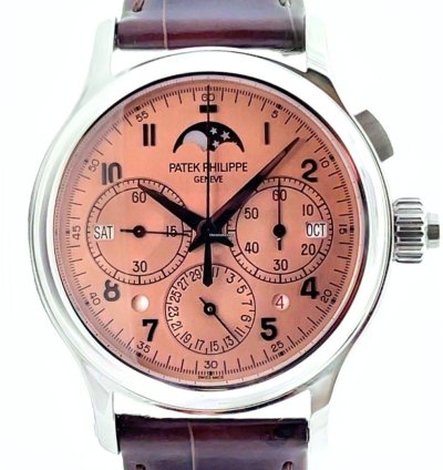 Patek Philippe 38 3mm Perpetual Calendar Split-seconds Monopusher Salmon Dial Platinum