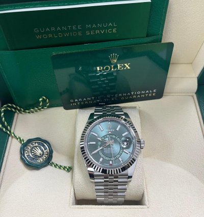 Rolex Sky-dweller Mint Green Index Dial - Jubilee Bracelet 336934