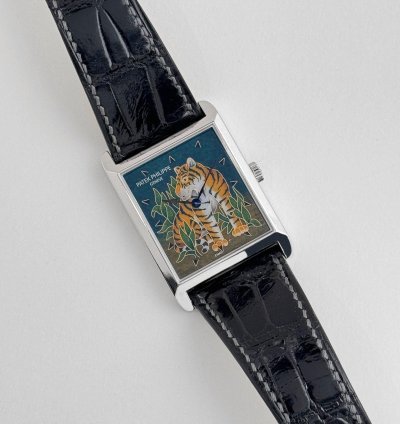 Patek Philippe 5076 100p-013 Platinum Cloisonn Enamel Tiger Dial Rare 2013