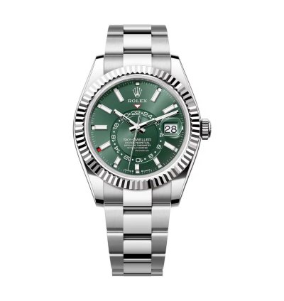 Rolex Sky-dweller New 2023 Mint Green Dial Oyster Bracelet - Fluted Bezel 42mm Stainless Steel