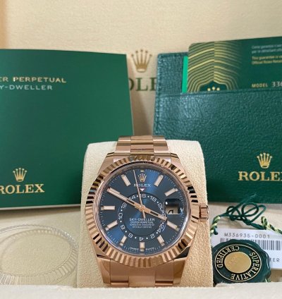 Rolex Sky-dweller New 2024 Unworn Sky-dweller Everose Gold Blue-green Dial Oyster 336935 Complete Set