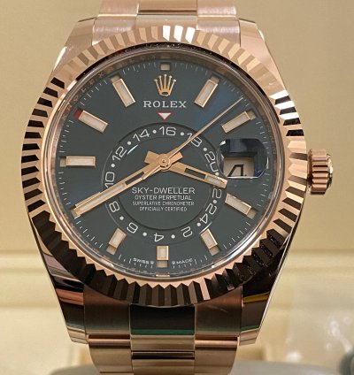 Rolex Sky-dweller New 2024 Unworn Sky-dweller Everose Gold Blue-green Dial Oyster 336935 Complete Set
