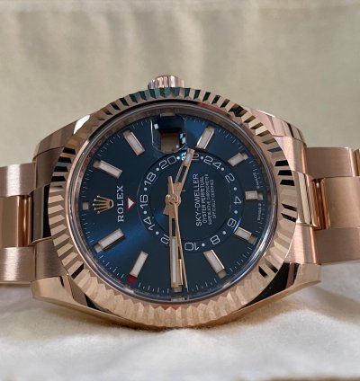 Rolex Sky-dweller New 2024 Unworn Sky-dweller Everose Gold Blue-green Dial Oyster 336935 Complete Set