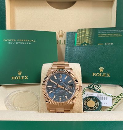 Rolex Sky-dweller New 2024 Unworn Sky-dweller Everose Gold Blue-green Dial Oyster 336935 Complete Set