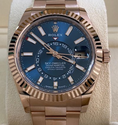 Rolex Sky-dweller New 2024 Unworn Sky-dweller Everose Gold Blue-green Dial Oyster 336935 Complete Set