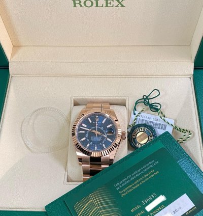 Rolex Sky-dweller New 2024 Unworn Sky-dweller Everose Gold Blue-green Dial Oyster 336935 Complete Set
