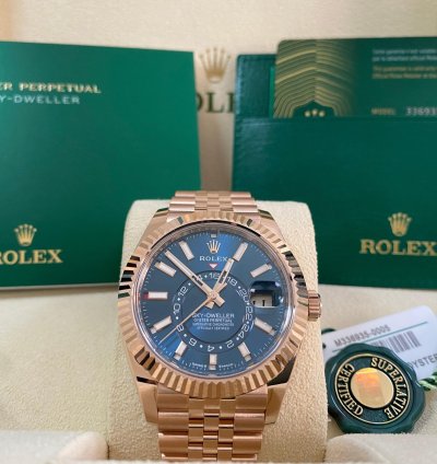Rolex Sky-dweller New 2024 Unworn Sky-dweller Rose Gold Jubilee Blue Index Dial 336935 Complete Set