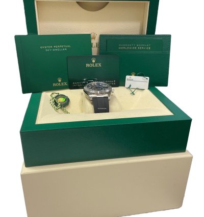 Rolex Sky-dweller New April 2025 Rolex Sky-dweller Black 18k White Gold Oysterflex 336239 Box