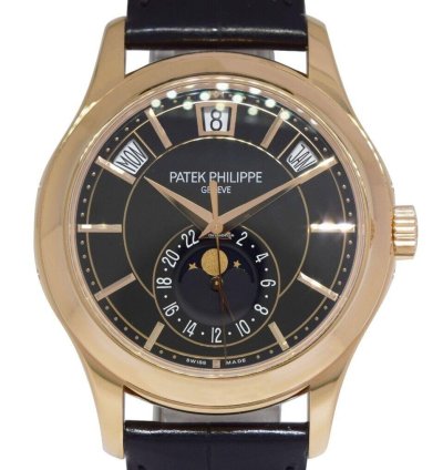 Patek Philippe Annual Calendar 5205 18k Rose Gold Black Dial Watch 13 5205r