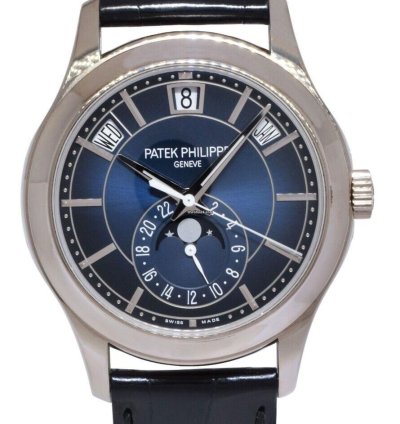Patek Philippe Annual Calendar 5205 18k White Gold Blue Dial Watch 22 5205g