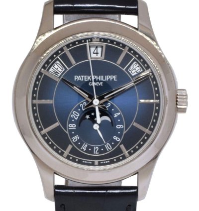 Patek Philippe Annual Calendar 5205 18k White Gold Blue Dial Watch 22 5205g