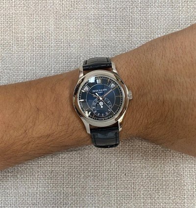 Patek Philippe Annual Calendar 5205 18k White Gold Blue Dial Watch 22 5205g