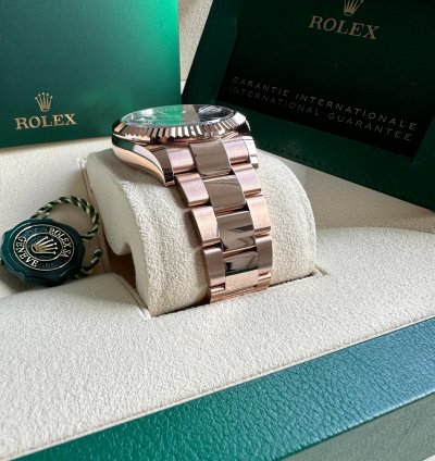 Rolex Sky-dweller New Release 2023 Rose Gold Rhodium Gray Dial Fluted Bezel 18k 42mm