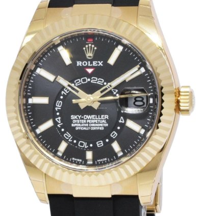 Rolex Sky-dweller New Rolex Sky-dweller Gmt 18k Yg Black Dial Rubber Strap Watch 22 326238