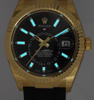 Rolex Sky-dweller New Rolex Sky-dweller Gmt 18k Yg Black Dial Rubber Strap Watch 22 326238