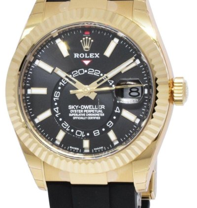 Rolex Sky-dweller New Rolex Sky-dweller Gmt 18k Yg Black Dial Rubber Strap Watch 22 326238