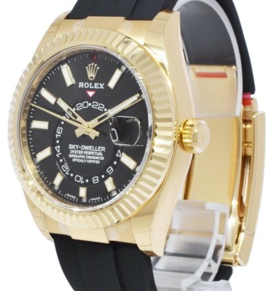 Rolex Sky-dweller New Rolex Sky-dweller Gmt 18k Yg Black Dial Rubber Strap Watch 22 326238