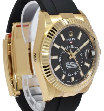 Rolex Sky-dweller New Rolex Sky-dweller Gmt 18k Yg Black Dial Rubber Strap Watch 22 326238