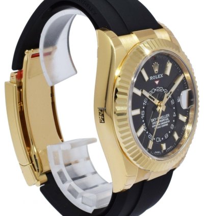 Rolex Sky-dweller New Rolex Sky-dweller Gmt 18k Yg Black Dial Rubber Strap Watch 22 326238