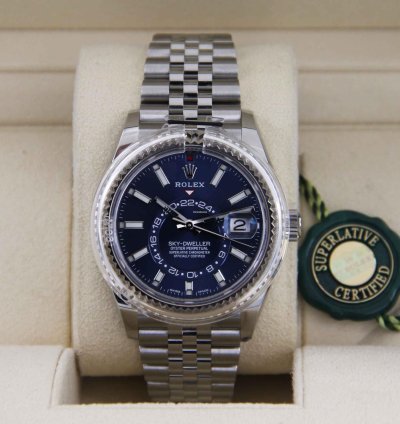 Rolex Sky-dweller Oman Ref 326934 Box Paper Full Set New Stickers Blue Dial Year 12 2021