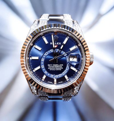 Rolex Sky-dweller Oyster Blue Dial Custom Diamond-set - Iced Out