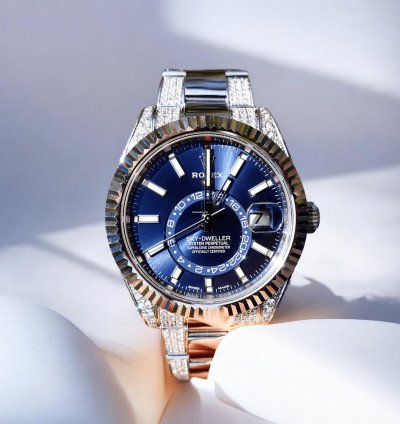 Rolex Sky-dweller Oyster Blue Dial Custom Diamond-set - Iced Out